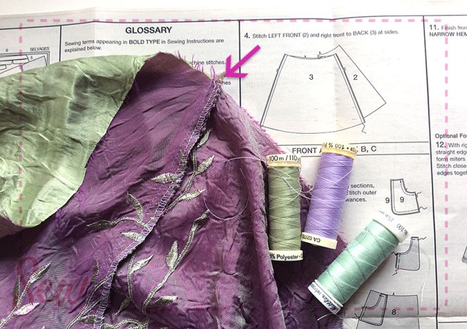 Sewing skirt side seams
